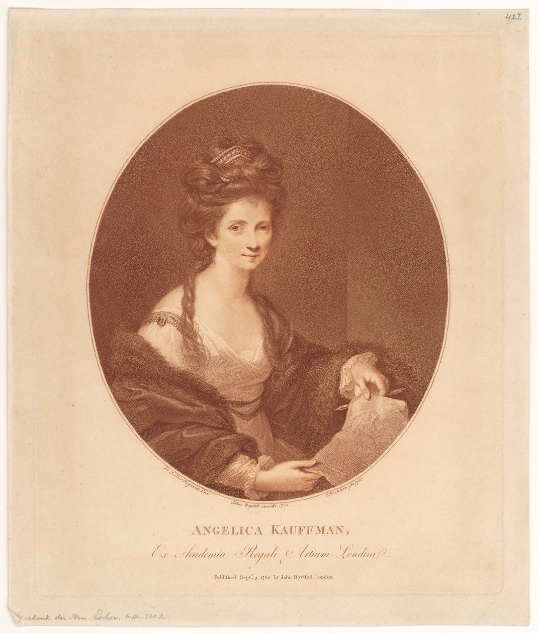Porträt von Angelika Kauffmann von Francesco Bartolozzi