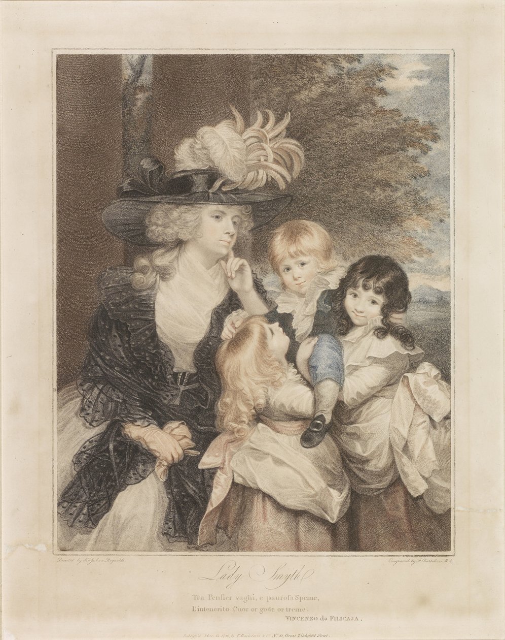 Porträt von Lady Smith und ihren drei Kindern von Francesco Bartolozzi