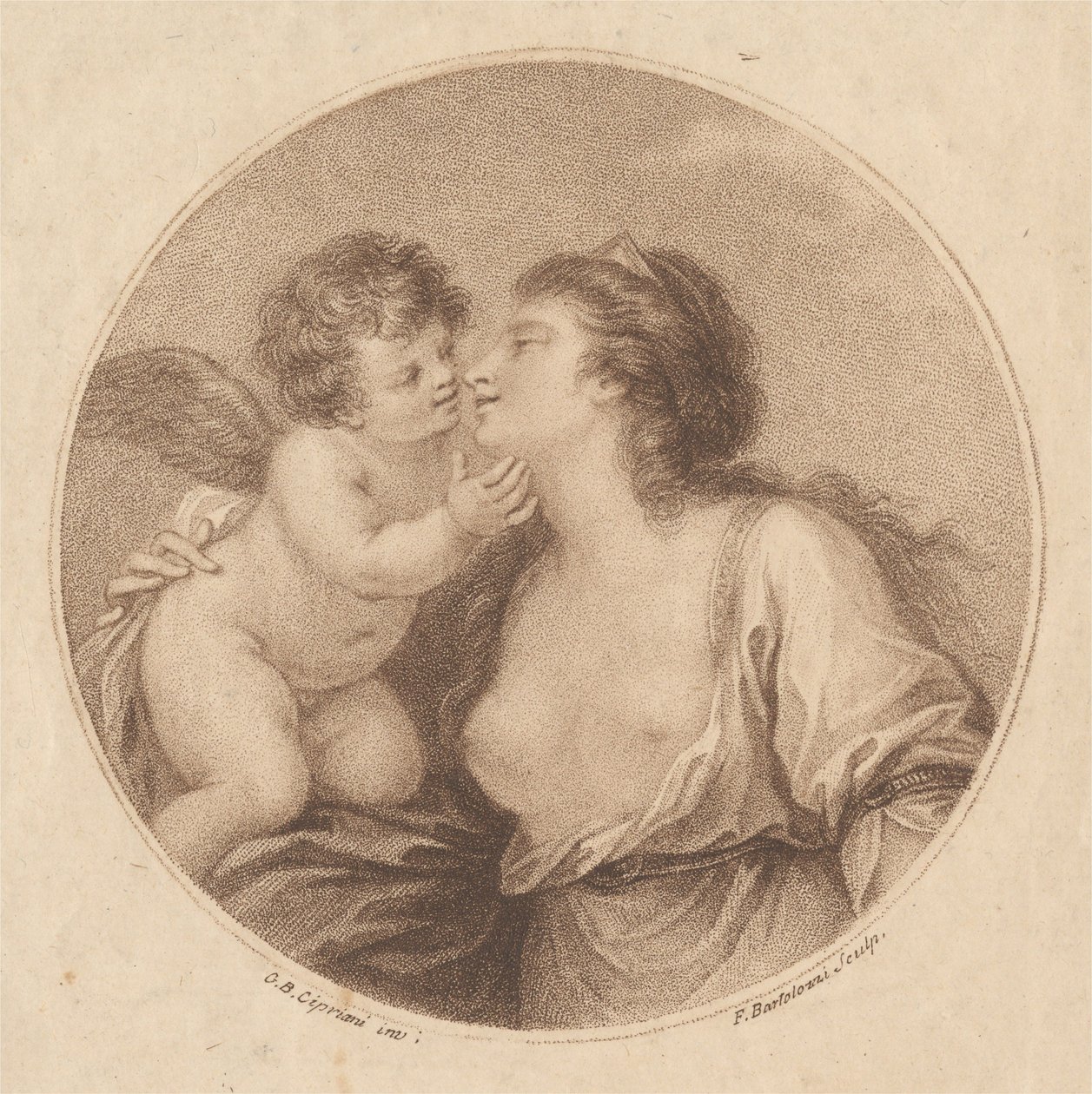 Sappho umarmt die Liebe von Francesco Bartolozzi