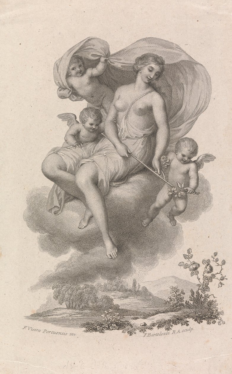 Venus mit drei Cupidos am Himmel von Francesco Bartolozzi