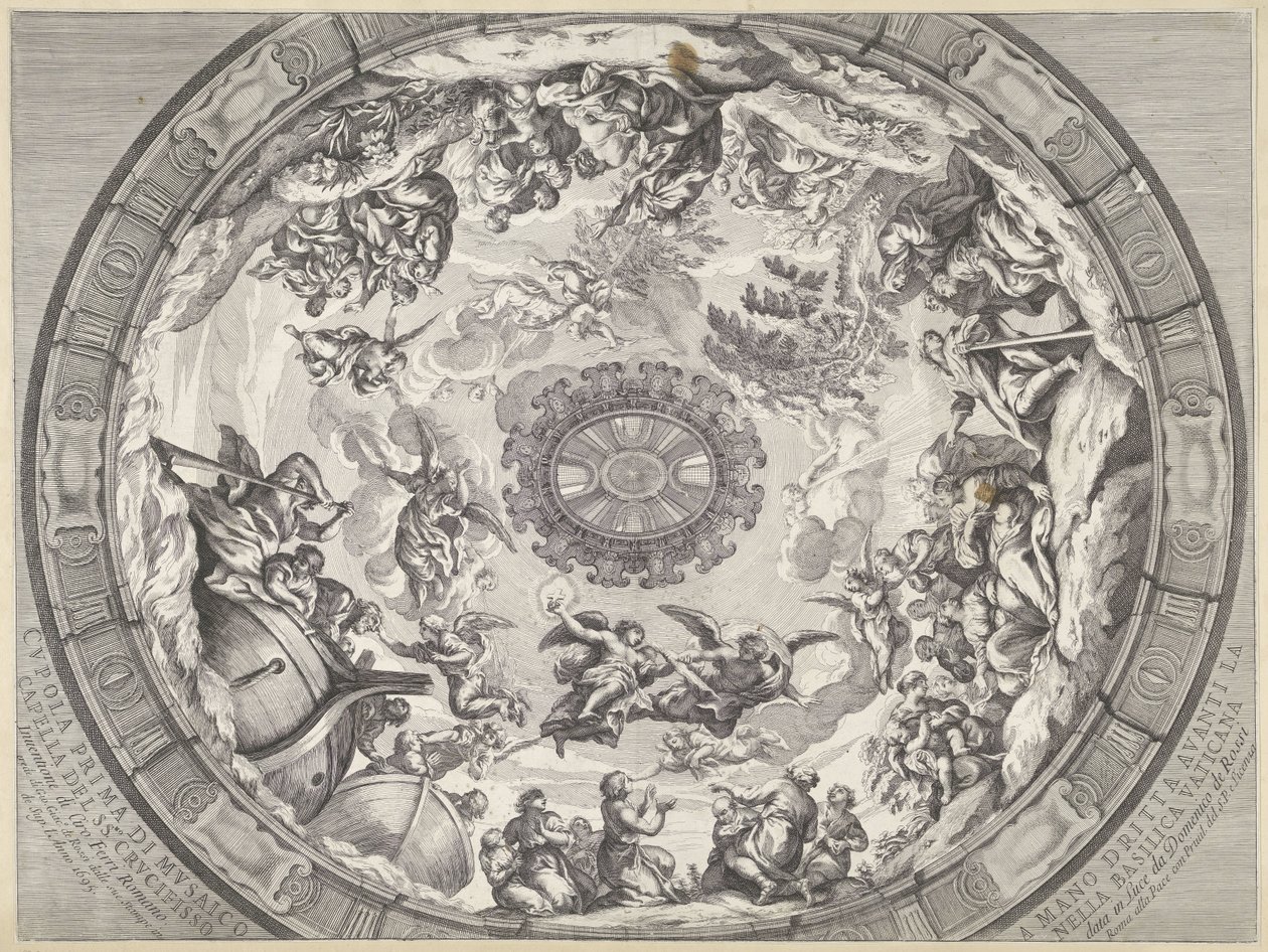Kuppeldekoration mit alttestamentlichen Figuren und Engeln (Kuppeldekorationen in der Sankt-Peters-Basilika) von Francesco Faraone Aquila