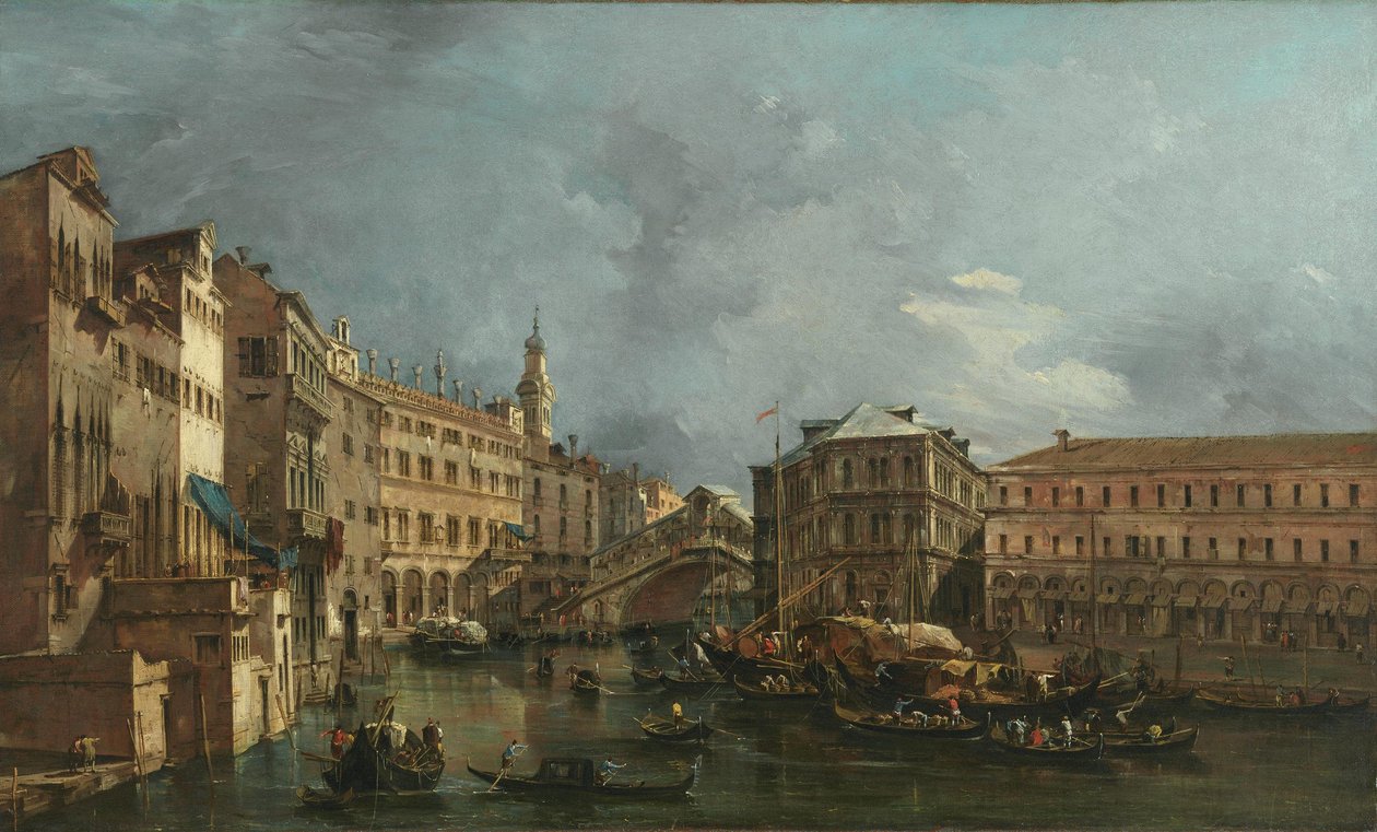 Blick auf den Rialto und den Palazzo dei Camerlenghi von Francesco Guardi