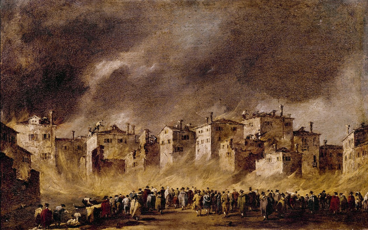 Feuer im Öldepot in San Marcuola, 1790 von Francesco Guardi