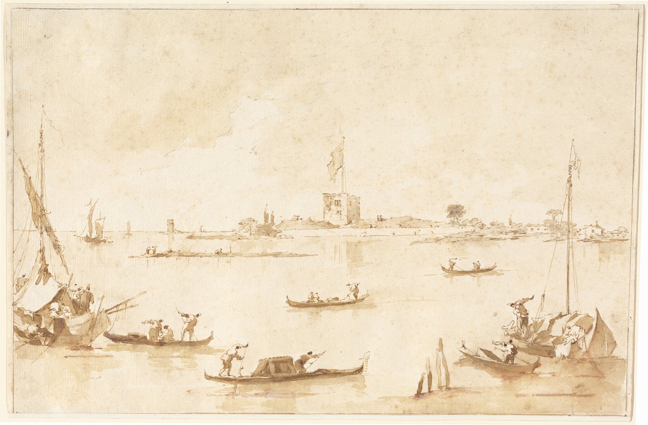 Die Festung San Andrea von der Lagune aus von Francesco Guardi