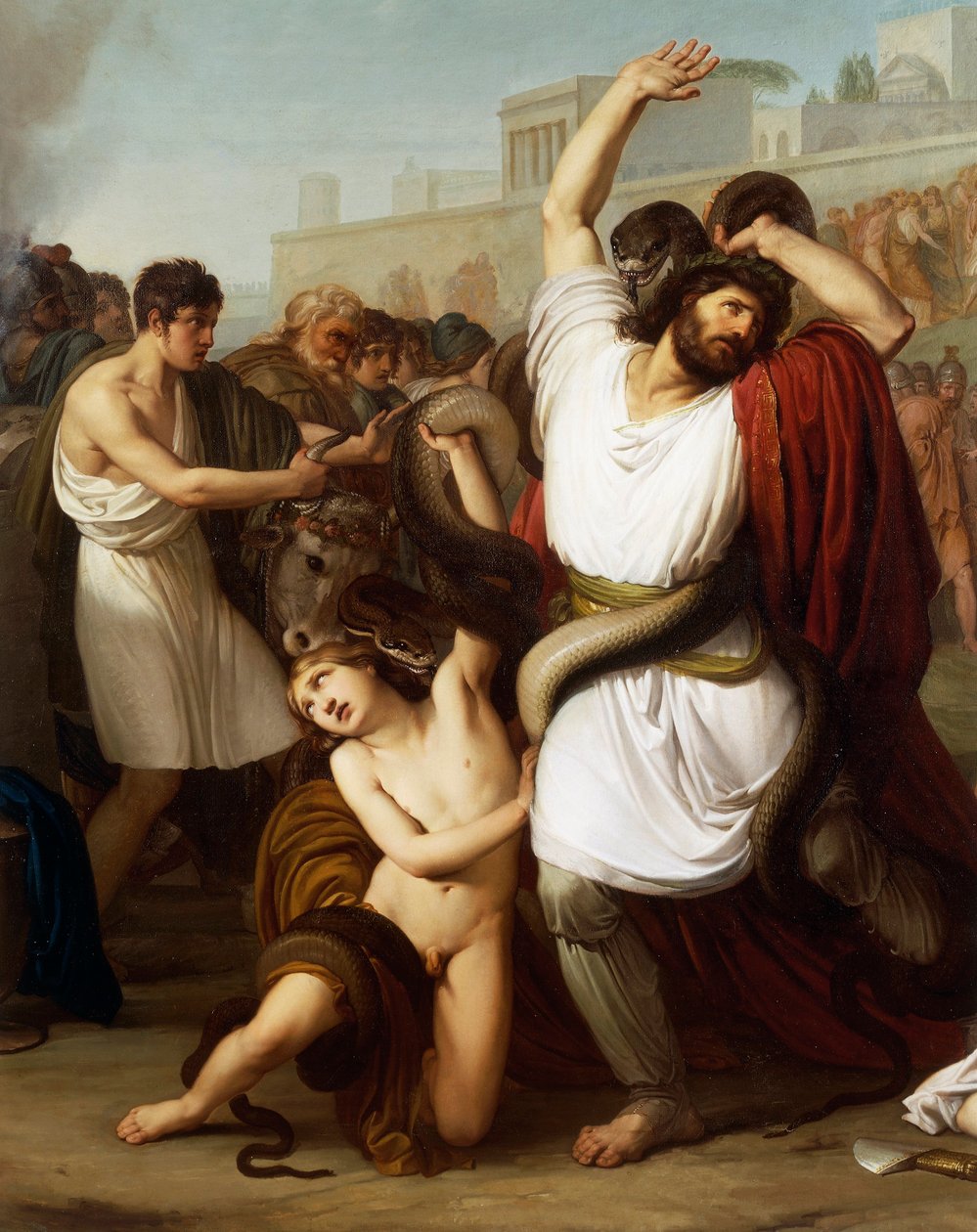 Italien, Mailand, Gemälde des trojanischen Priesters Laokoon (Detail) von Francesco Hayez