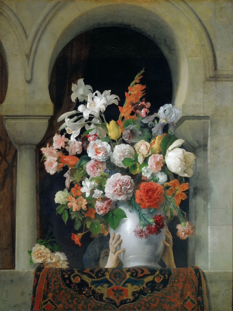Blumenvase am Fenster eines Harems, 1881 von Francesco Hayez