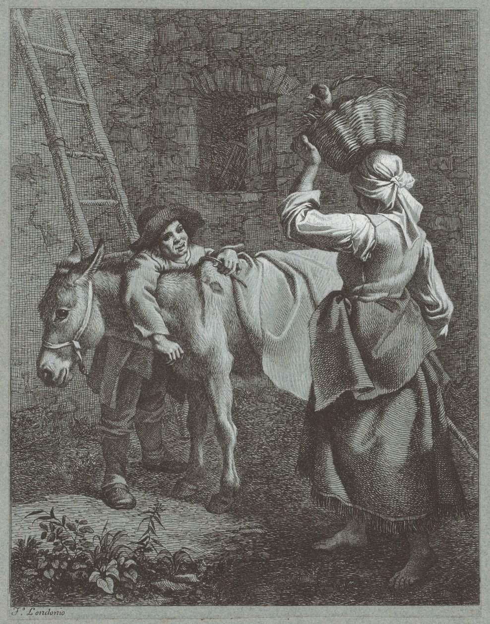 Hirtenjunge spricht mit einem Bauernmädchen, 1764 von Francesco Londonio