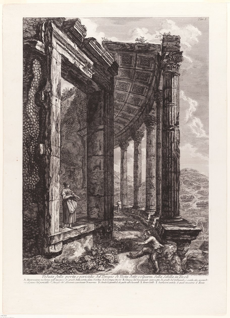 Ansicht der Tür und des Peristyls des Tempels der Vesta von Francesco Piranesi