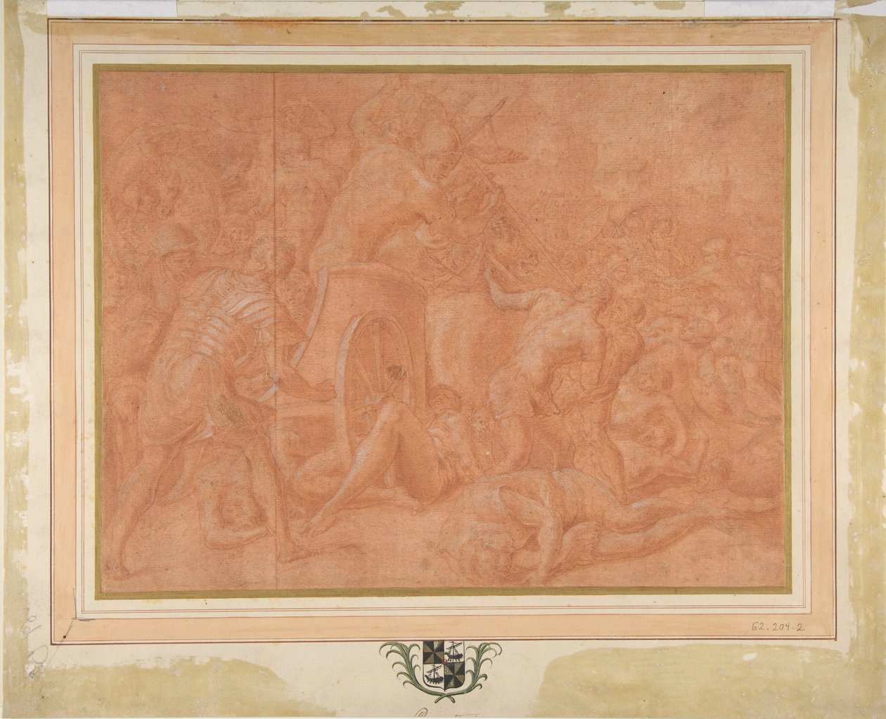 Odysseus und seine Gefährten kämpfen gegen die Kikonen vor der Stadt Ismaros (Studie) von Francesco Primaticcio