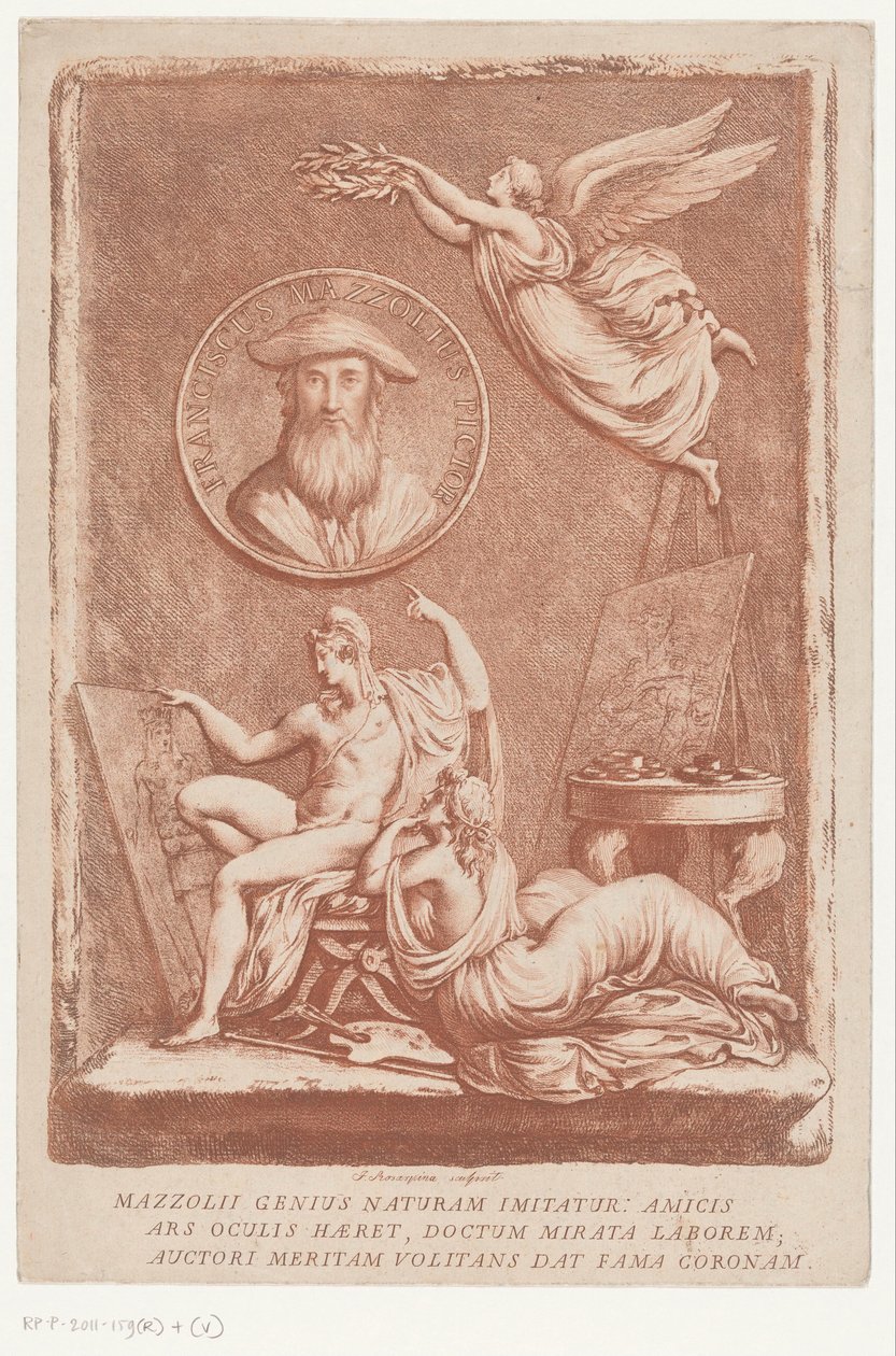 Allegorie auf den Künstler Francesco Mazzoli, bekannt als Parmigianino von Francesco Rosaspina