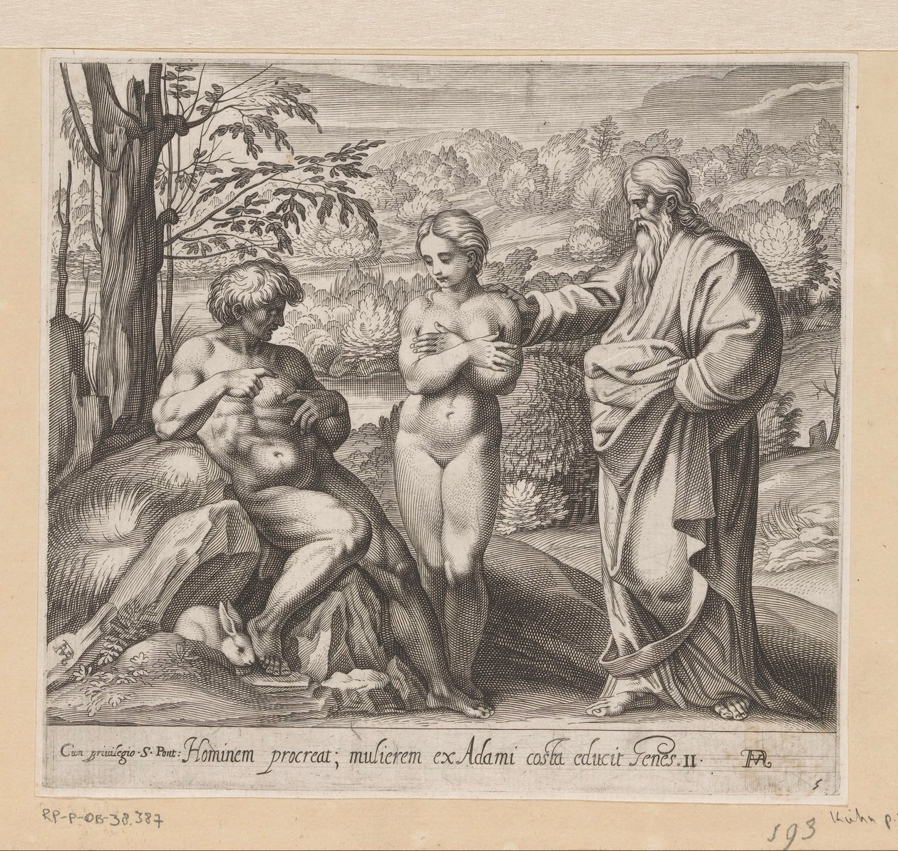 Gott erschafft Mann und Frau von Francesco Villamena
