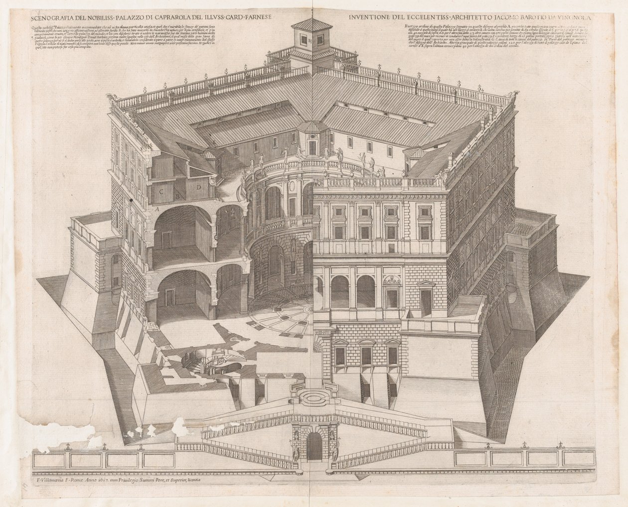 Speculum Romanae Magnificentiae: Farnese-Palast, 16. Jahrhundert von Francesco Villamena