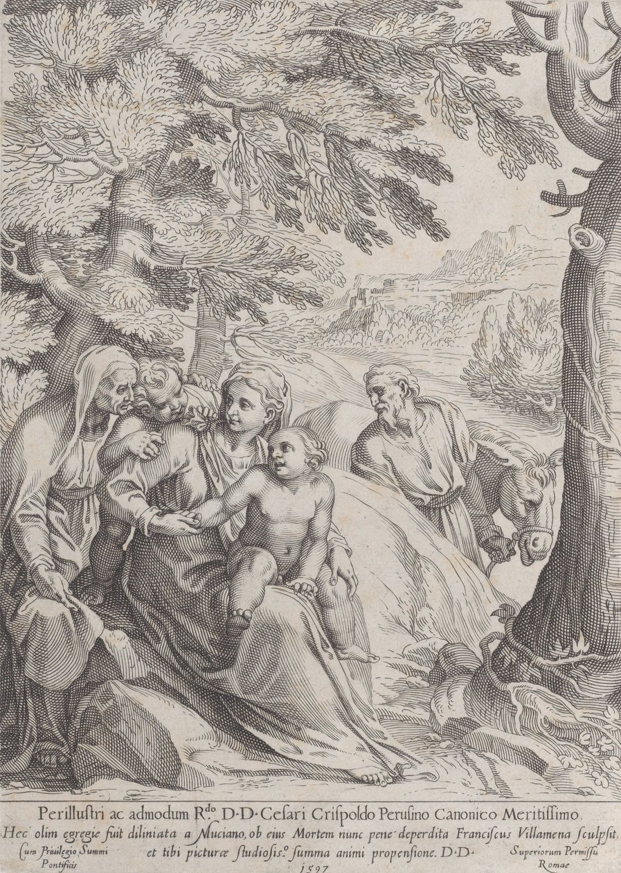 Die Rast auf der Flucht nach Ägypten, 1597 von Francesco Villamena