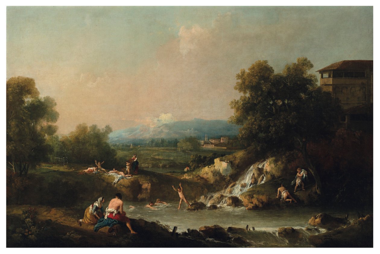 Eine Flusslandschaft mit Badenden von Francesco Zuccarelli