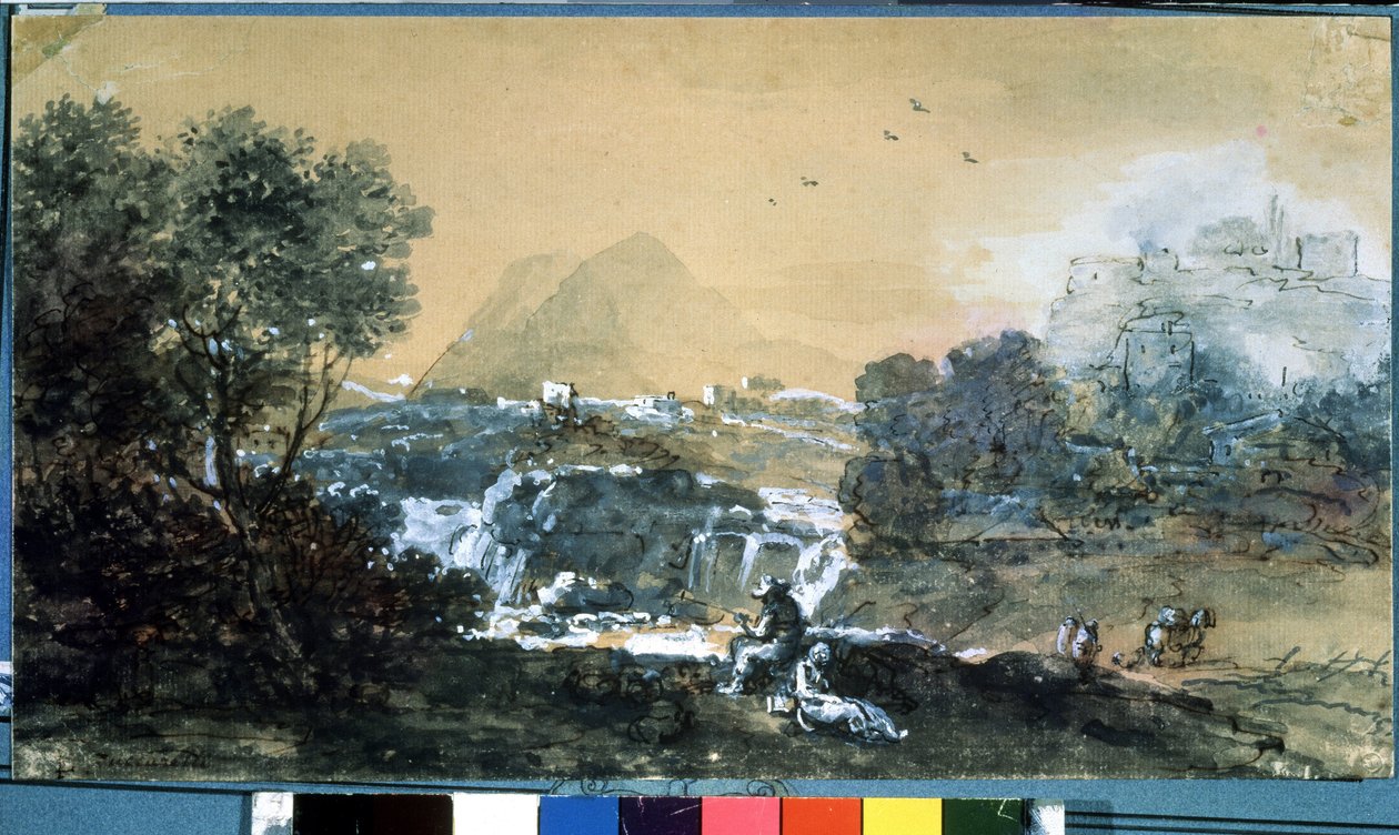 Landschaft mit Wasserfall von Francesco Zuccarelli