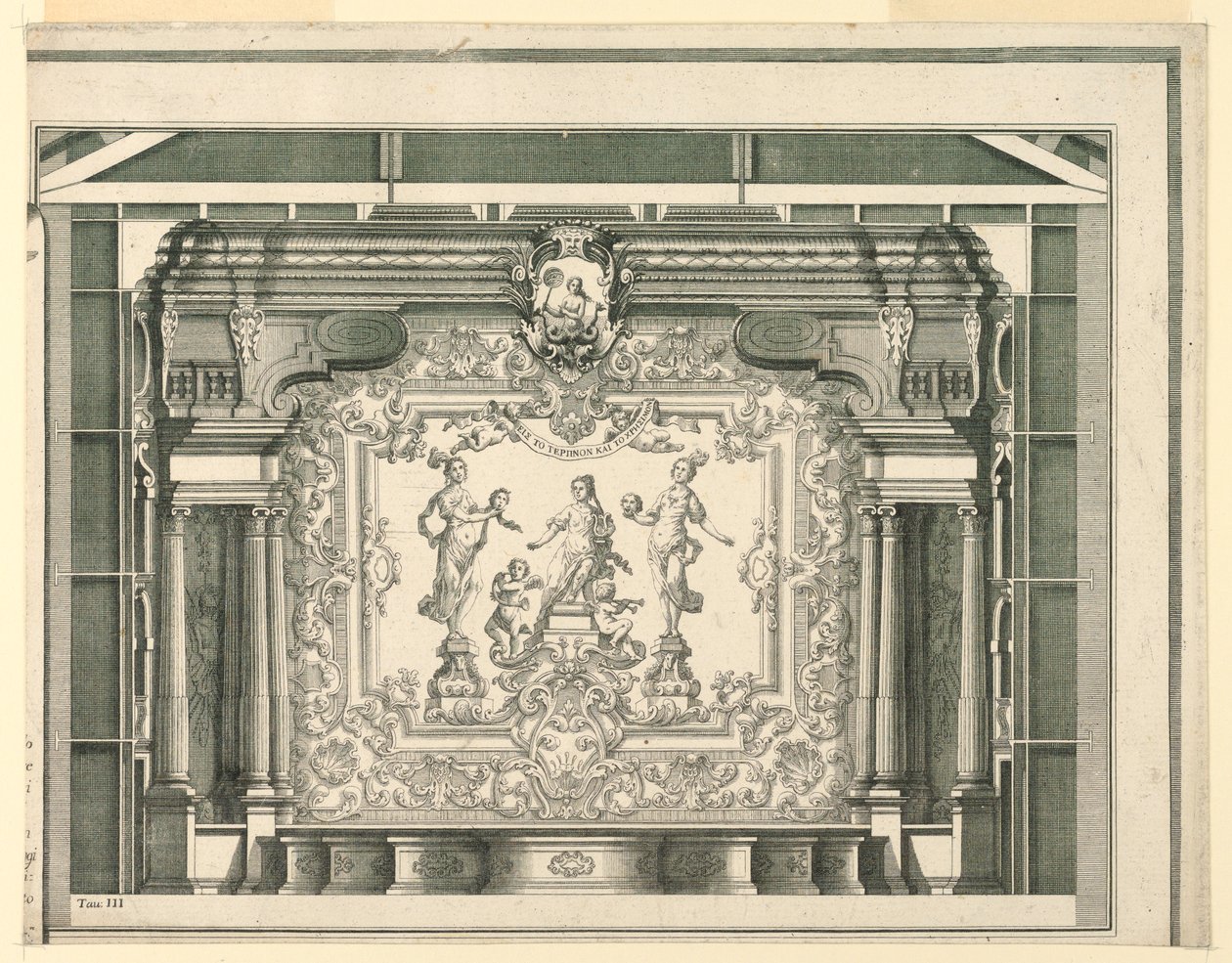Querschnitt, Proszenium und Vorhang, Teatro Filarmonico, Verona von Francesco Zucchi