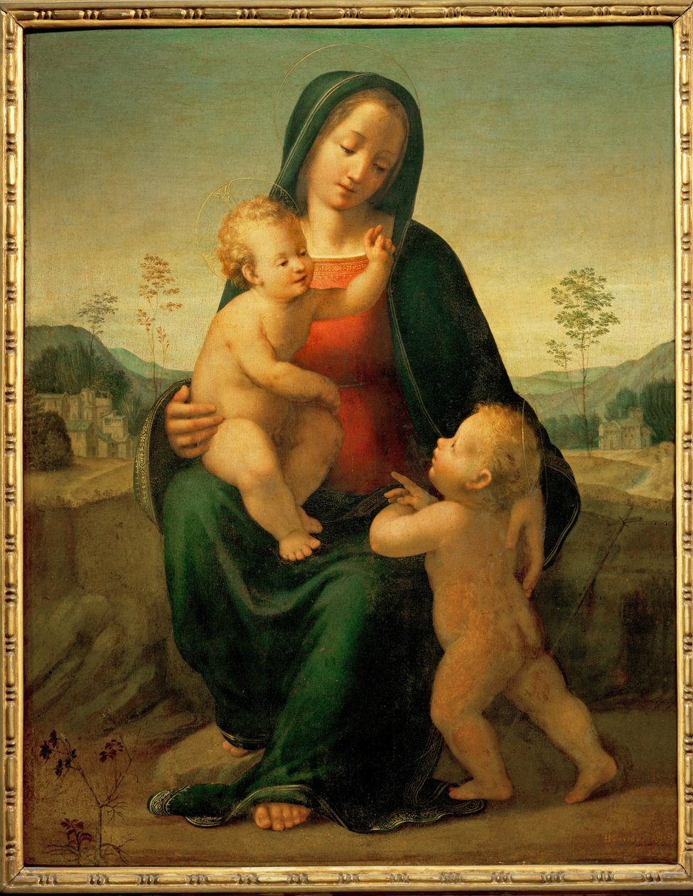 Madonna mit Kind und Johannes dem Täufer von Francesco di Cristofano Franciabigio