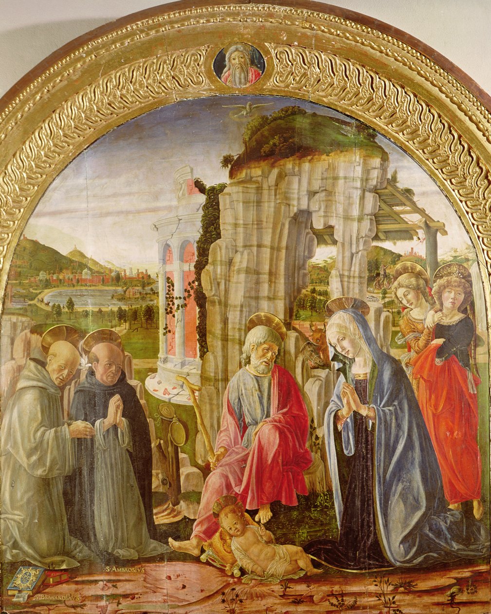 Anbetung des Kindes durch St. Ambrosius und St. Bernhard von Francesco di Giorgio Martini