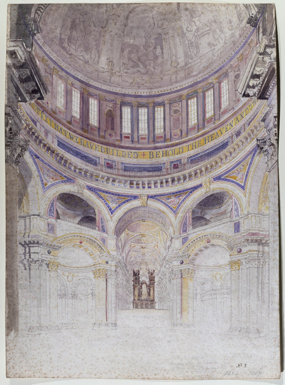 Frühe Studie für die vorgeschlagene Dekoration der St. Pauls Kathedrale, 1856-57 (Aquarell auf Papier) von Francis Cranmer Penrose