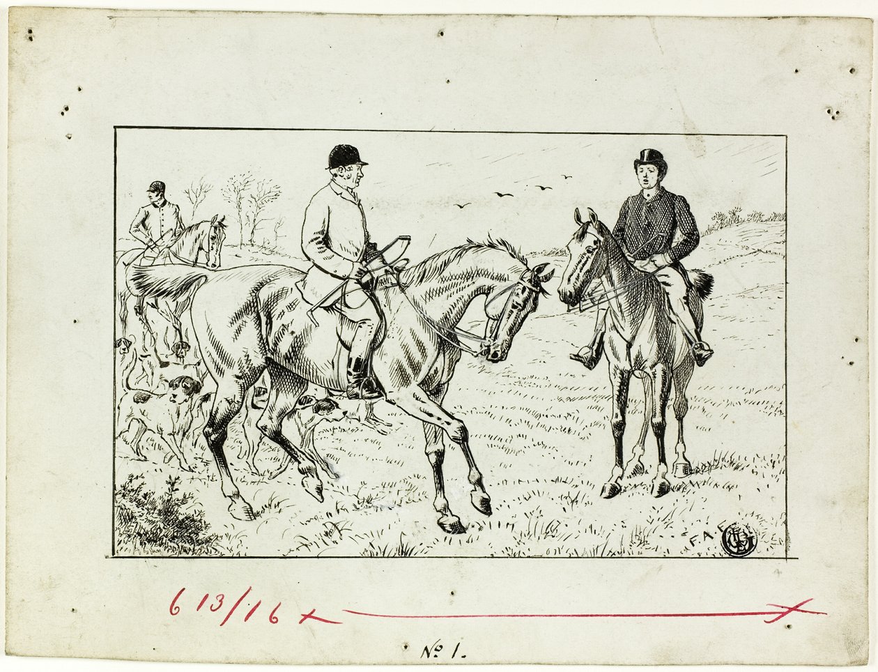 Drei Reiter bei einer Jagd von Francis Arthur Fraser