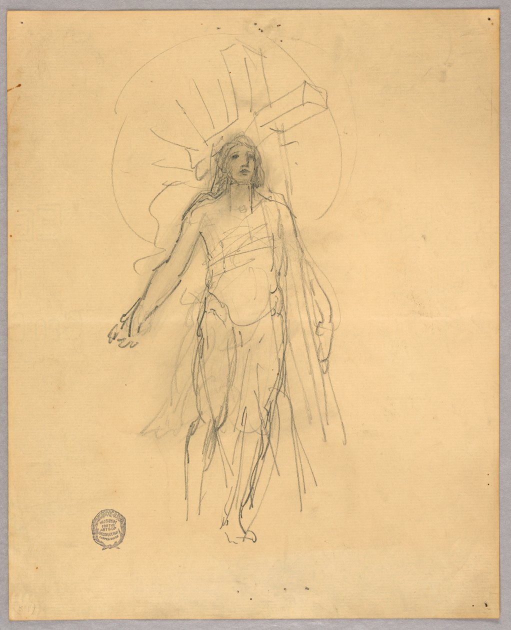 Skizze für die zentrale Figur in der Himmelfahrt von Francis Augustus Lathrop