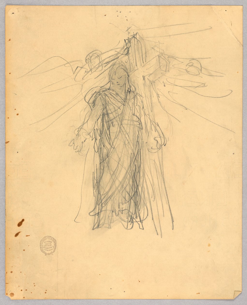 Skizze für die zentrale Figur in der Himmelfahrt von Francis Augustus Lathrop
