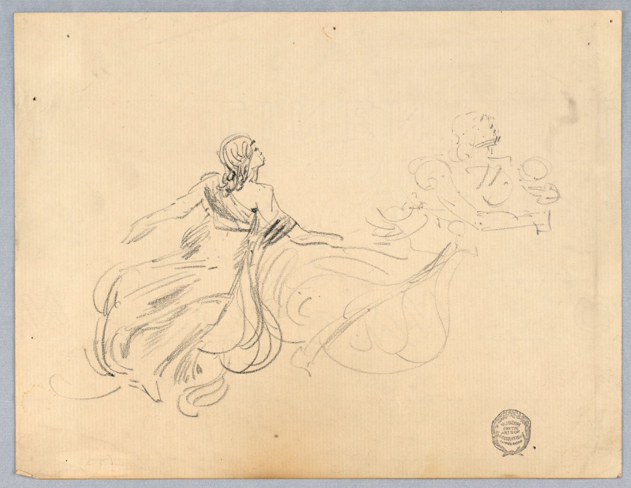Skizze von zwei weiblichen Figuren von Francis Augustus Lathrop