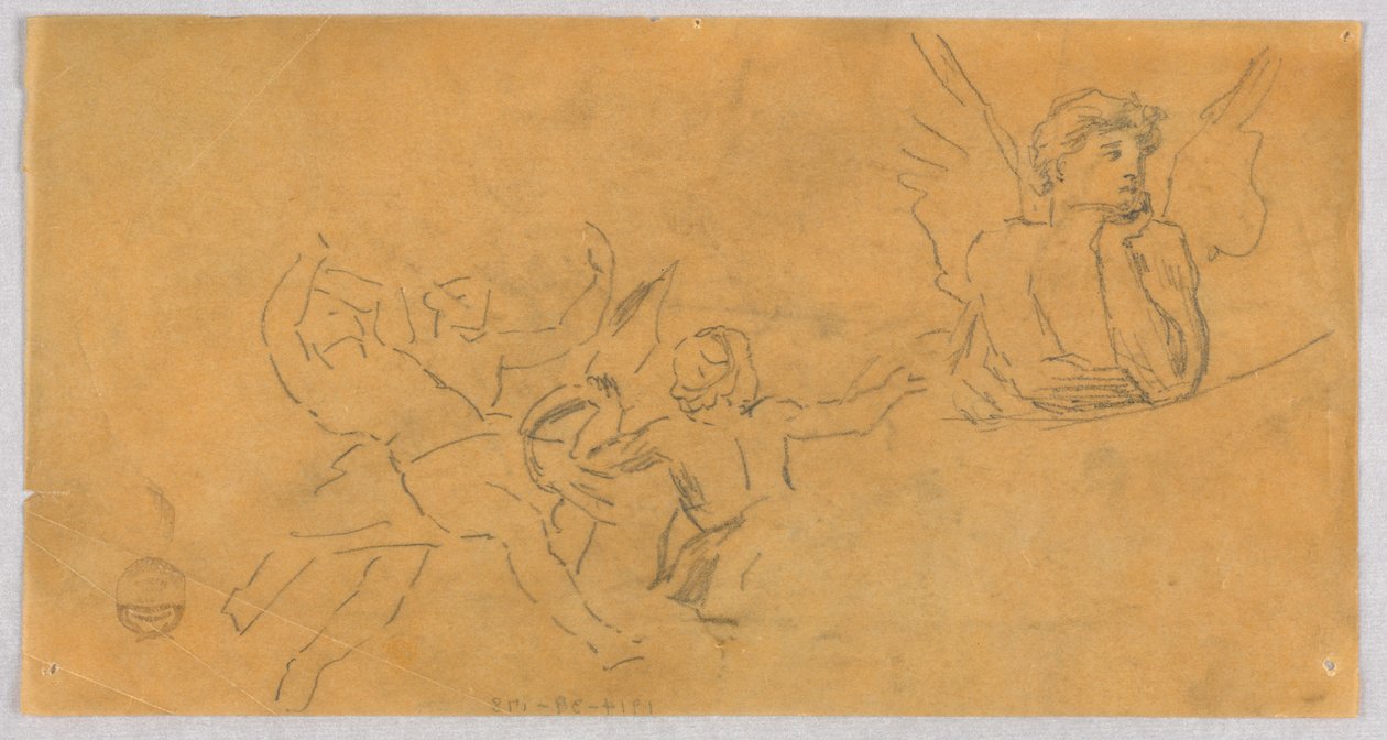 Skizze eines Engels und Putti von Francis Augustus Lathrop