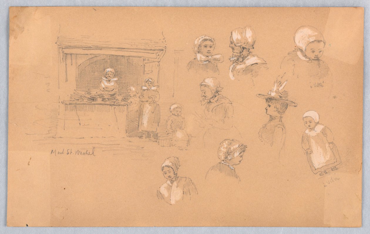 Skizzen von Stadtbewohnern in Mont St. Michel und Vitré von Francis Augustus Lathrop
