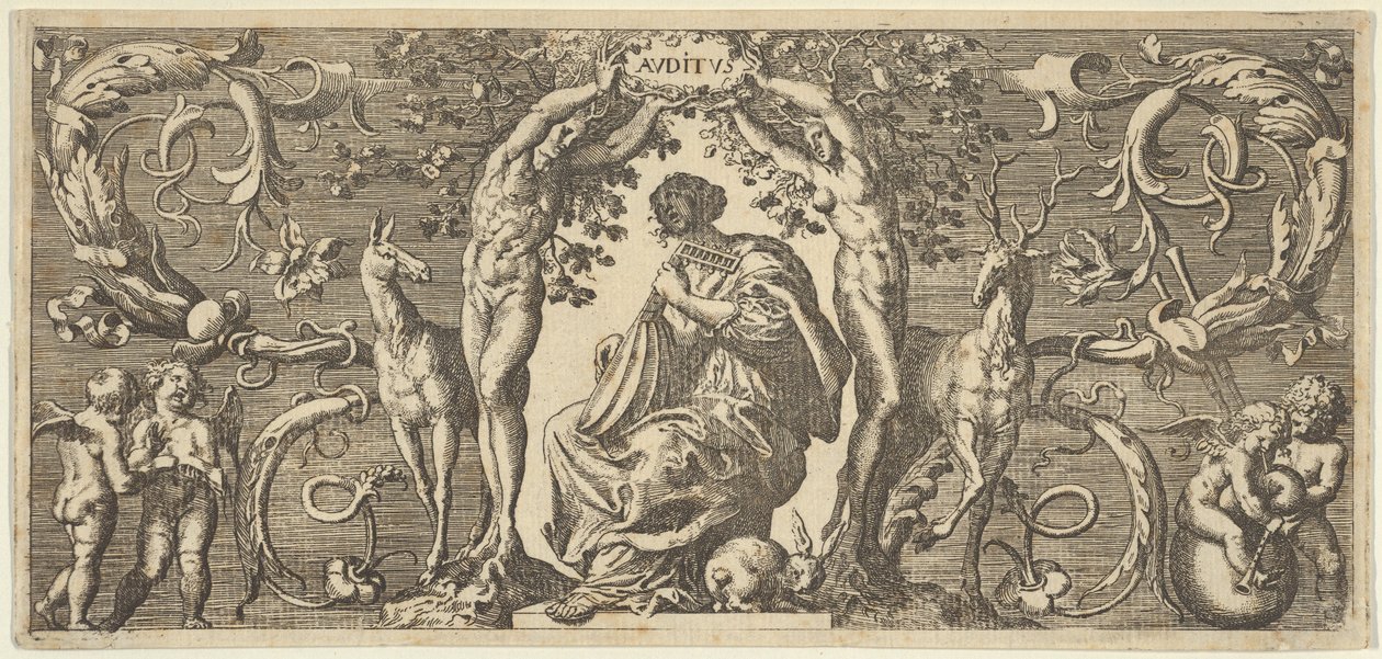 Hören Auditus, aus Quinque Sensuum Five Senses von Francis Cleyn