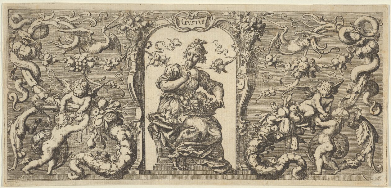 Geschmack Gustus, aus Quinque Sensuum Fünf Sinne, ca. 1655 von Francis Cleyn