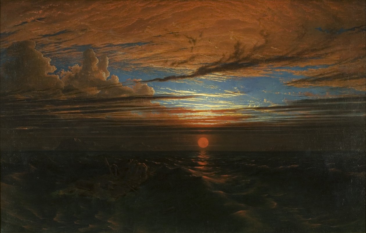 Sonnenuntergang auf See nach einem Sturm von Francis Danby