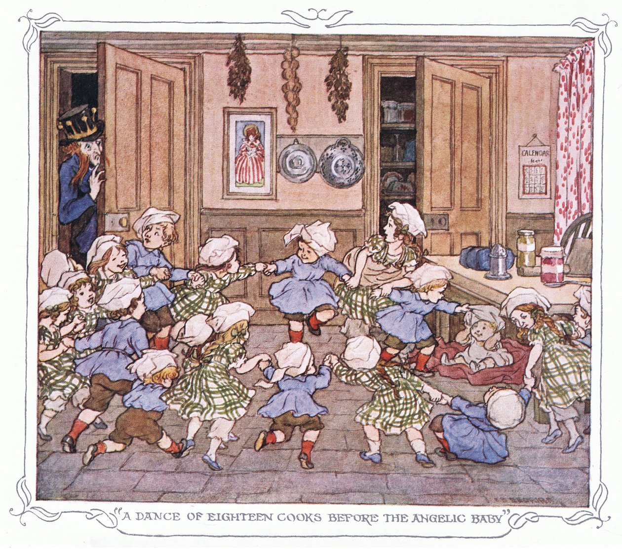 "Ein Tanz von achtzehn Köchen vor dem engelsgleichen Baby", aus The Magic Fishbone, veröffentlicht von Warne & Co, ca. 1940 von Francis Donkin Bedford