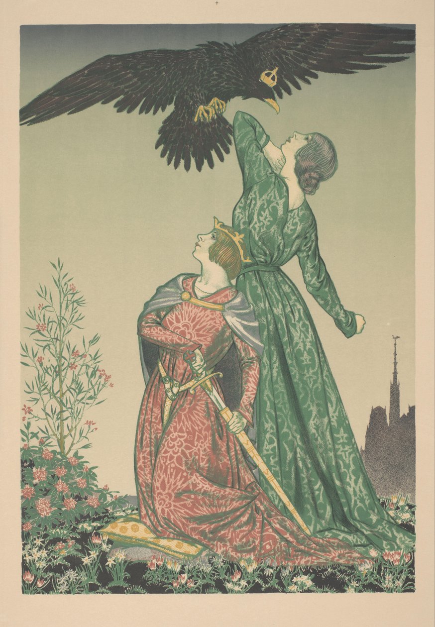Zwei Frauen, die von einem gekrönten Adler angegriffen werden von Francis Ernest Jackson