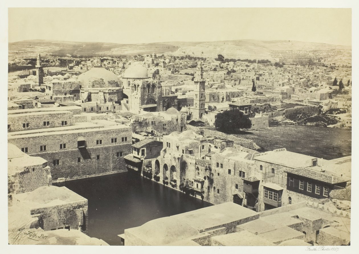 Der Teich von Hiskia, vom Turm von Hippikus, Jerusalem, 1857 von Francis Frith