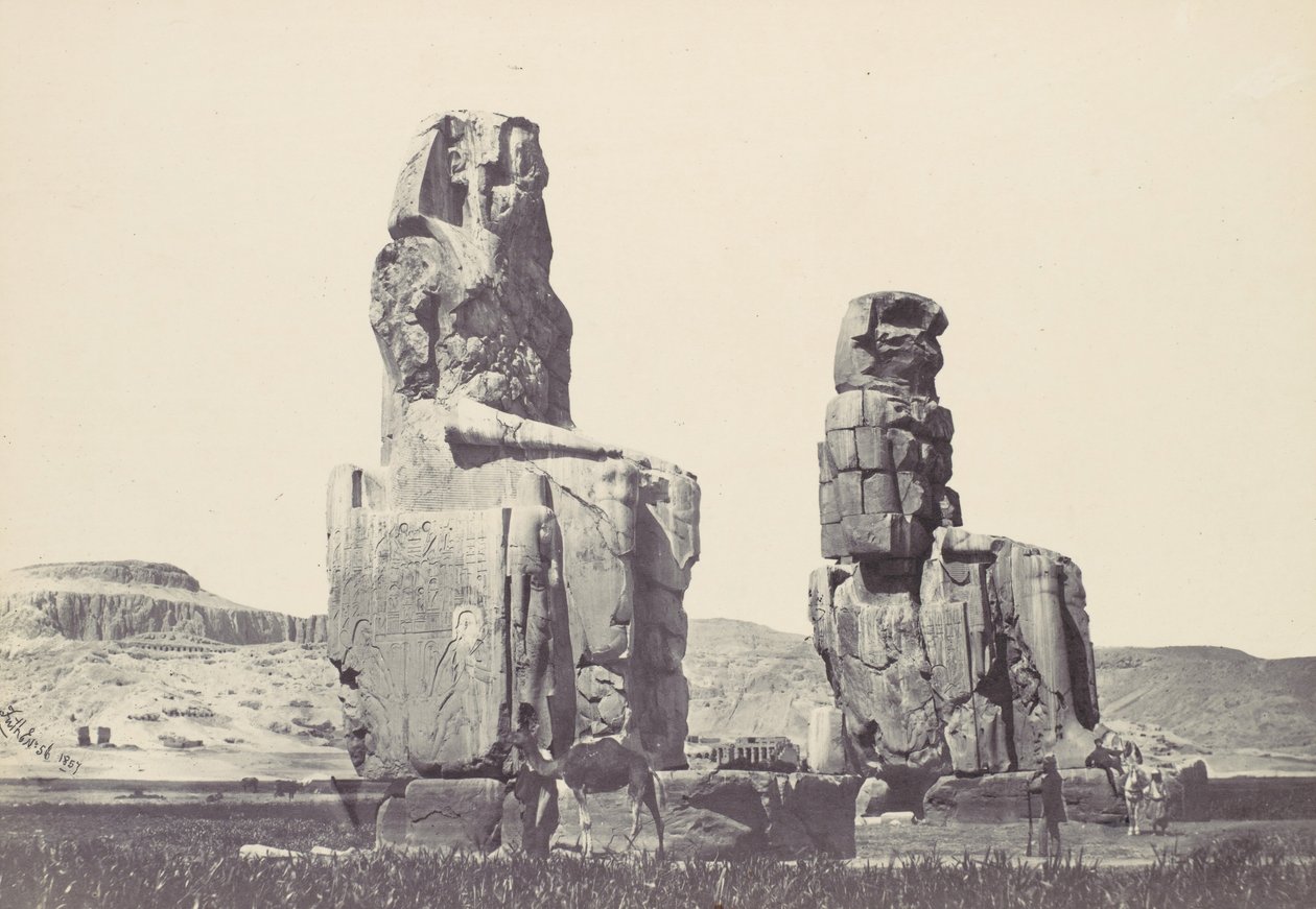 Die Statuen von Memnon. Ebene von Theben, 1857 von Francis Frith