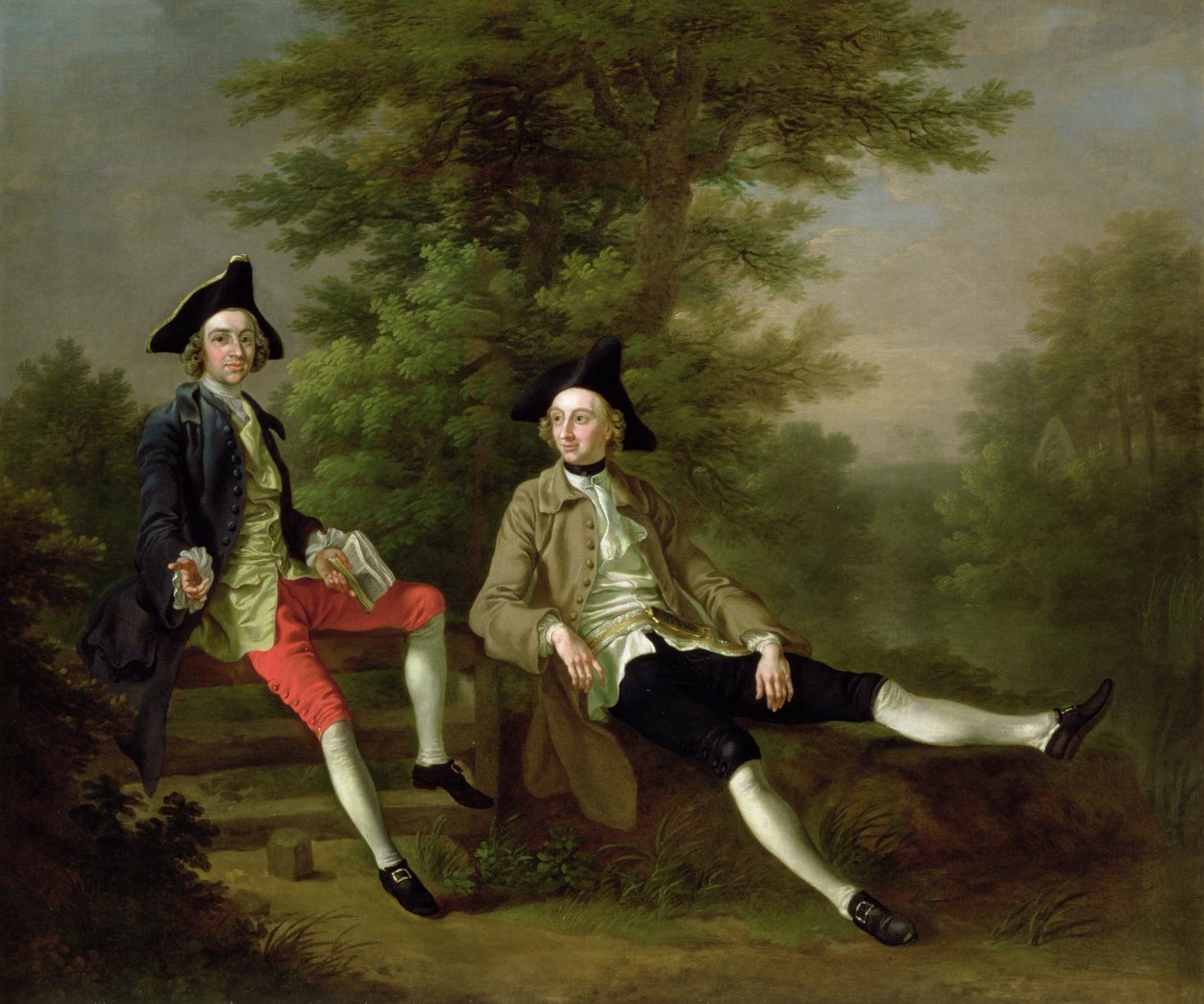 Porträt von David Garrick (1717-79) (links) und William Windham von Felbrigg (1717-61) (rechts) ca. 1745 von Francis Hayman