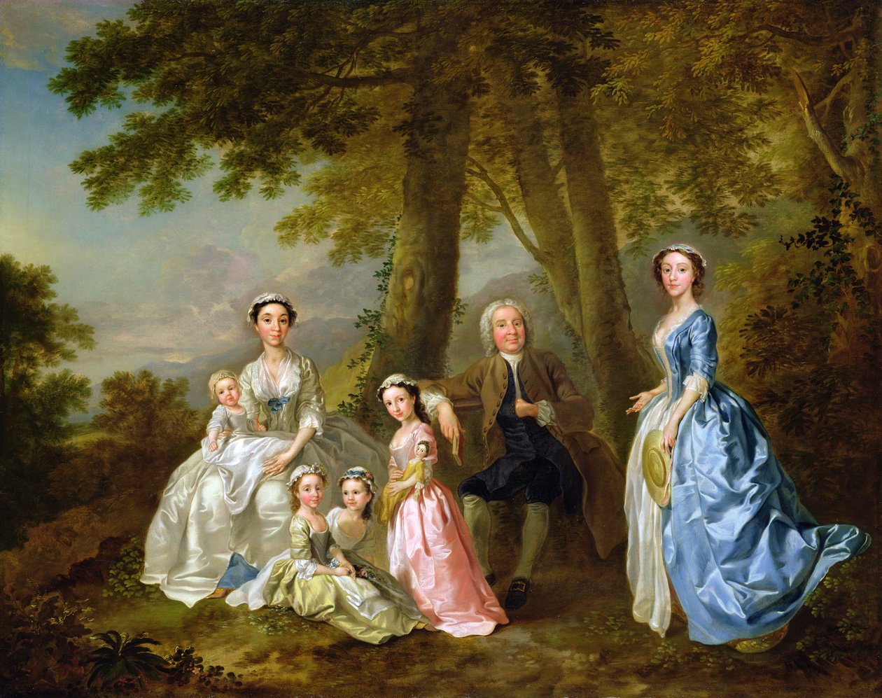 Samuel Richardson sitzt mit seiner zweiten Familie von Francis Hayman
