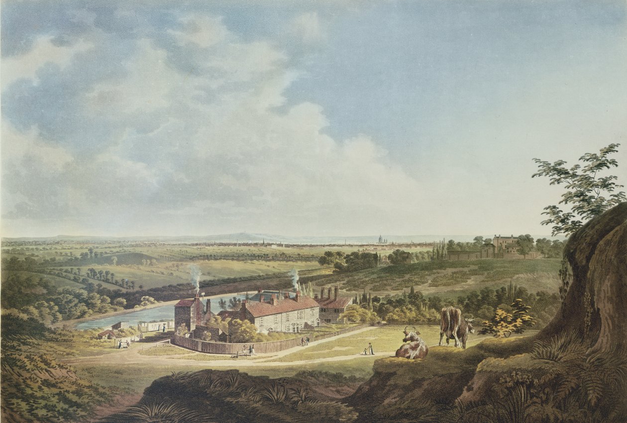 Ein Blick auf Hampstead Heath in Richtung London, 1804 von Francis James Sarjent