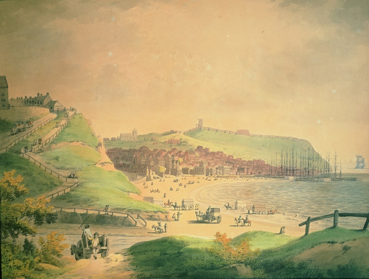 Die Südliche Bucht von Scarborough, 1790 von Francis Nicholson