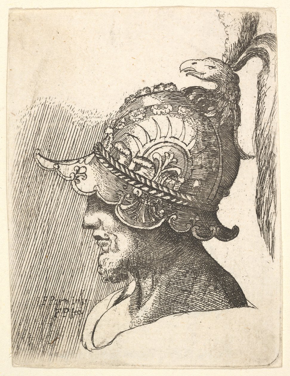 Helmtragender Kopf, 1662-78 von Francis Place
