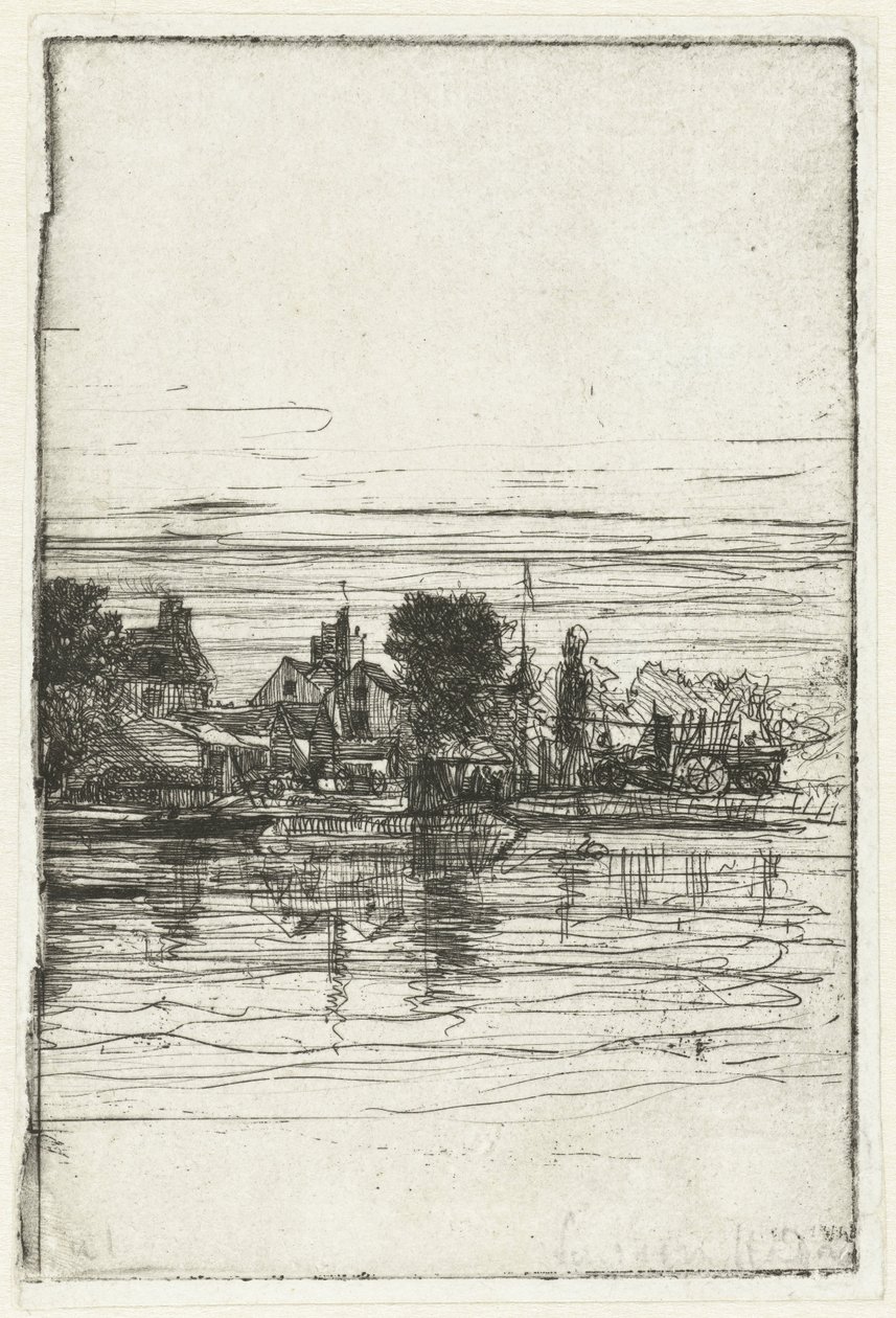 Dorf am Wasser von Francis Seymour Haden (Sir) (signed by artist)