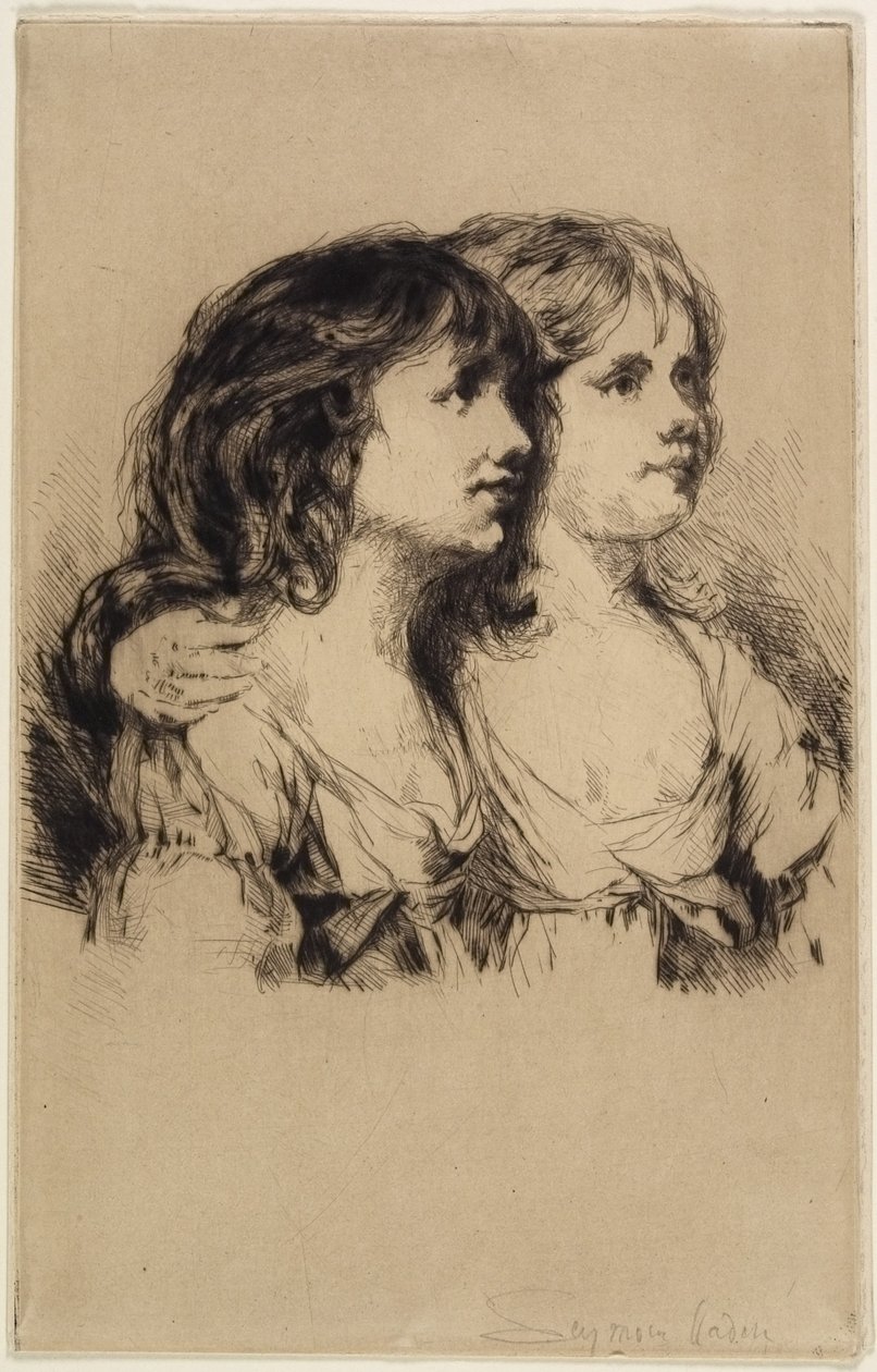 Die Zwillinge-Sarah und Anne Haden (Nr. 2), 1885 von Francis Seymour Haden