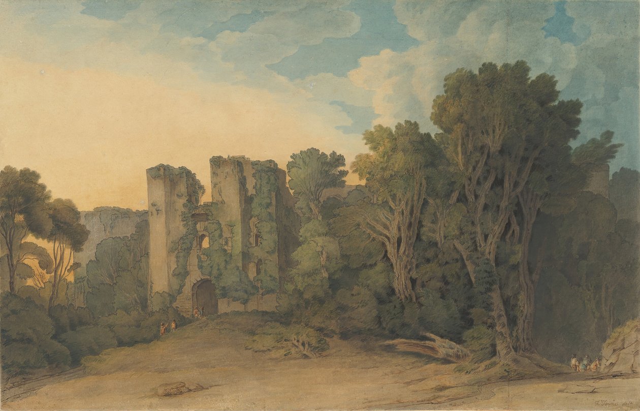 Berry Pomeroy Castle im County Devon, 1775-1805 von Francis Towne
