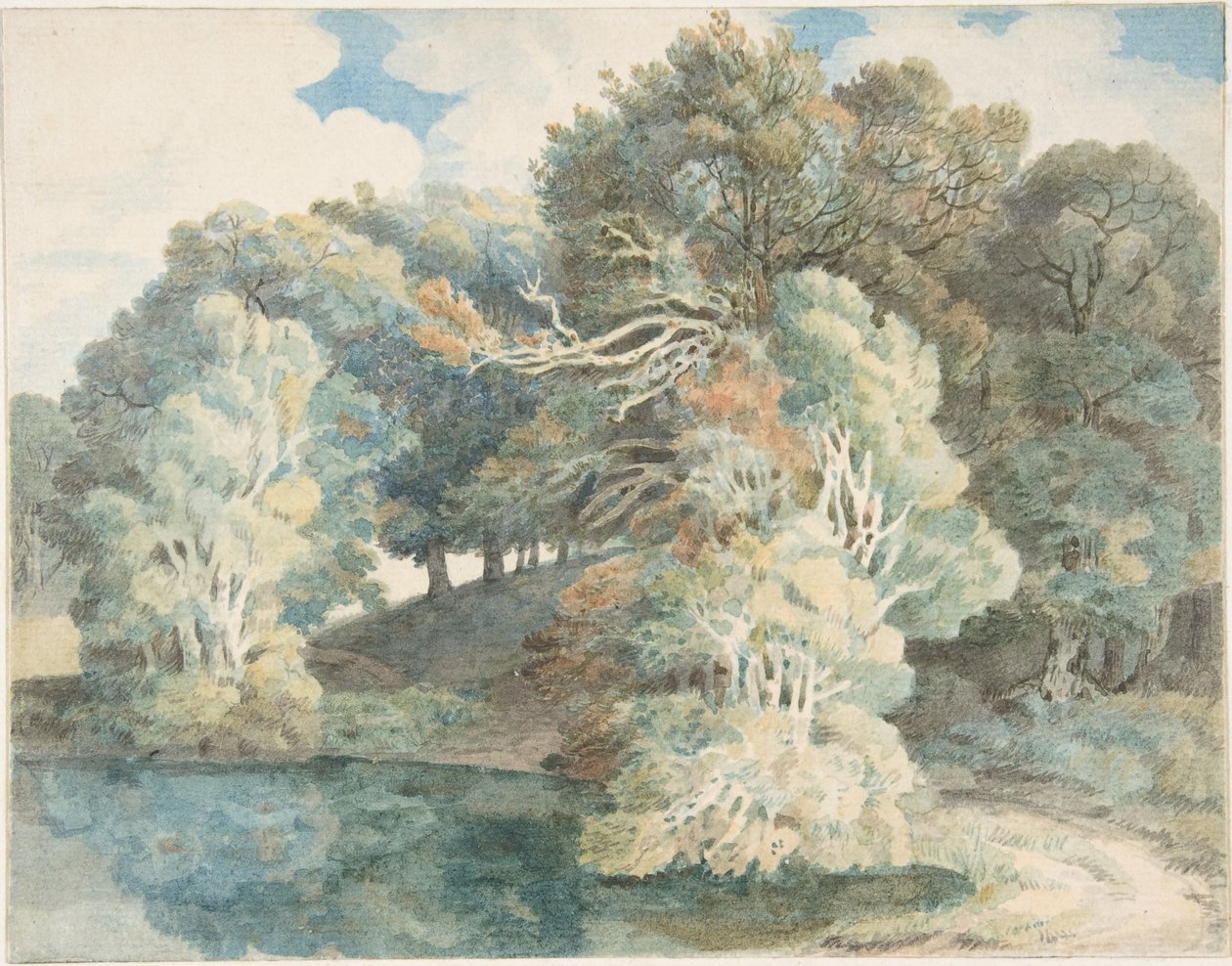 Bäume am See, Peamore Park, in der Nähe von Exeter, Devon von Francis Towne