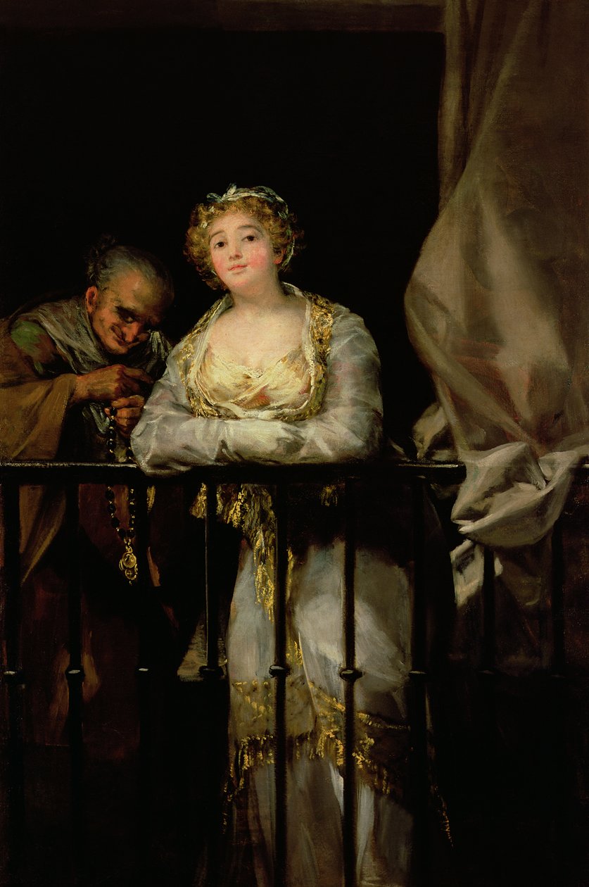 Maja und Celestina auf einem Balkon, 1805-12 von Francisco de Goya