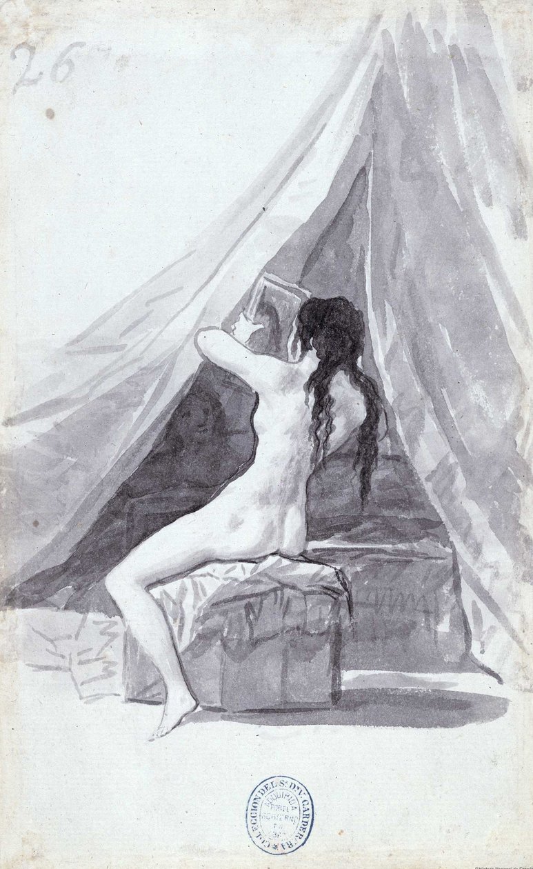 Nackte Frau mit Spiegel von Francisco de Goya