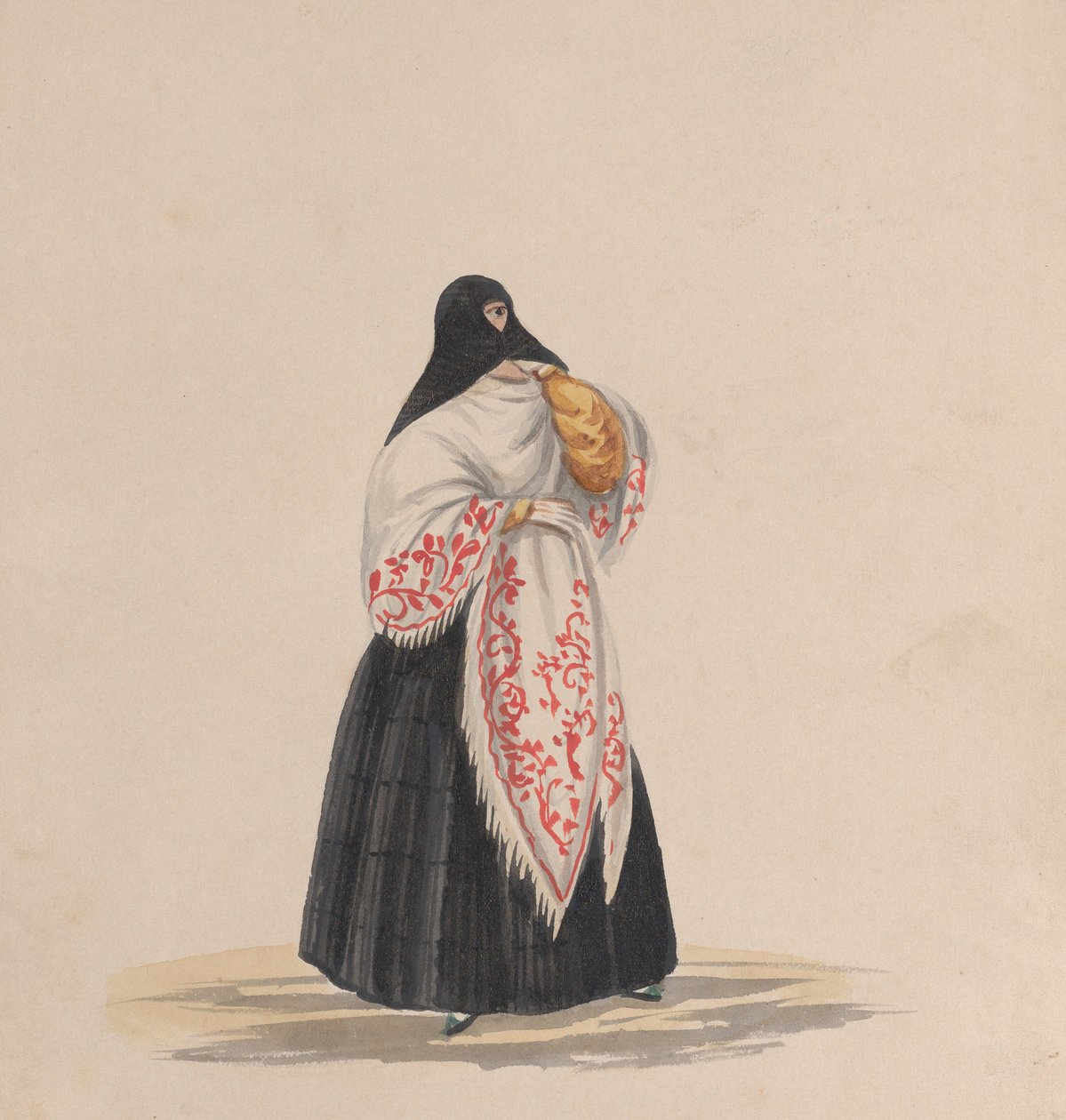 Eine elegant gekleidete Frau, aus einer Gruppe von Zeichnungen, die peruanische Kostüme darstellen, ca. 1848 von Francisco