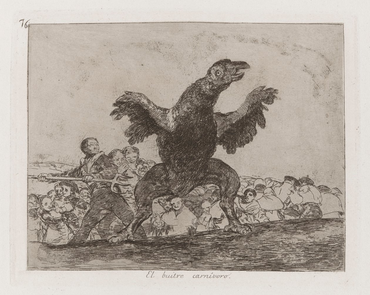 El buitre carnívoro (Der fleischfressende Geier), Tafel 76 aus Los desastres de la guerra (Die Schrecken des Krieges) von Francisco de Goya