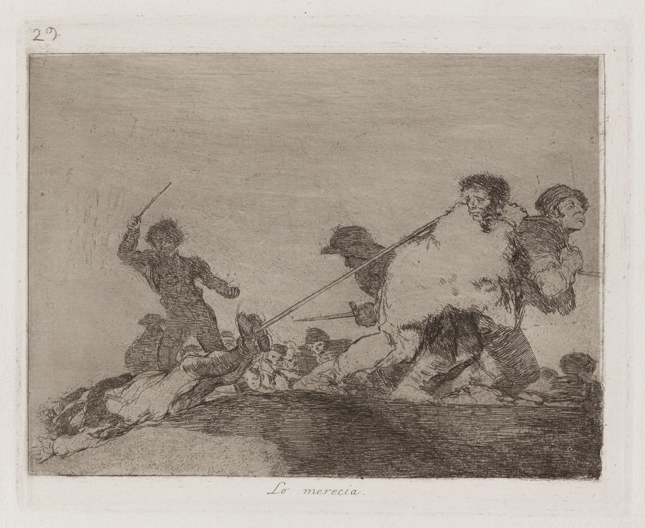 Er verdiente es (Lo merecia), Platte 29 aus Los desastres de la guerra (Die Schrecken des Krieges) von Francisco de Goya